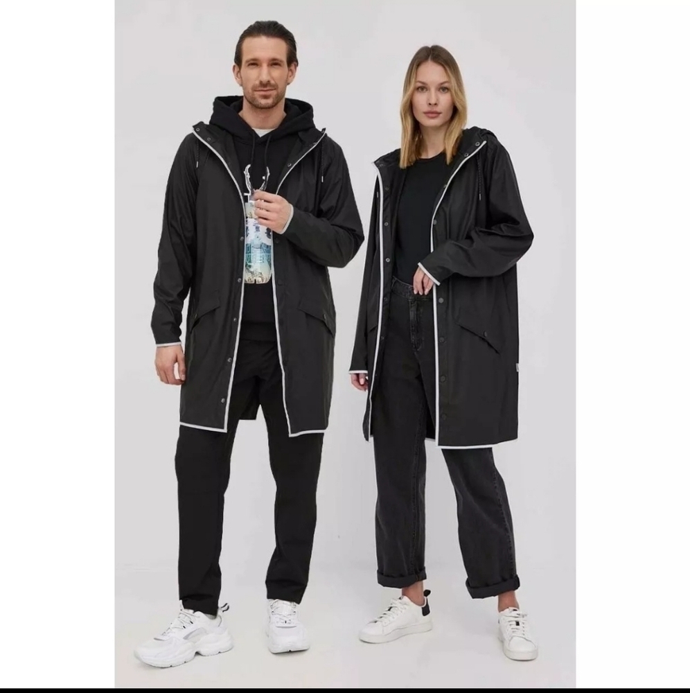 Rains Long Rain Jacket Reflective in Black NWT Waterproof Unisex Sizing